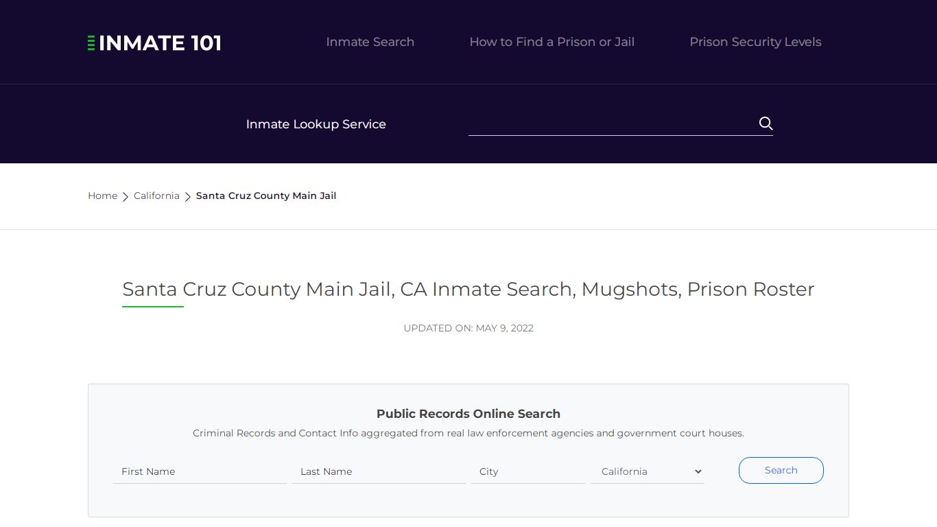 Santa Cruz County Main Jail, CA Inmate Search, Mugshots ...